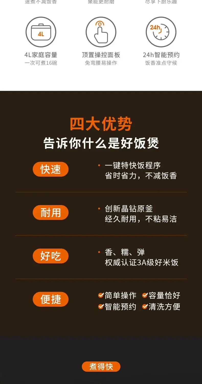 Description Picture 5 of itemJoyoung rice cooker household 4L multi-function rice cooker express non-stick pot multifunctional rice cooker