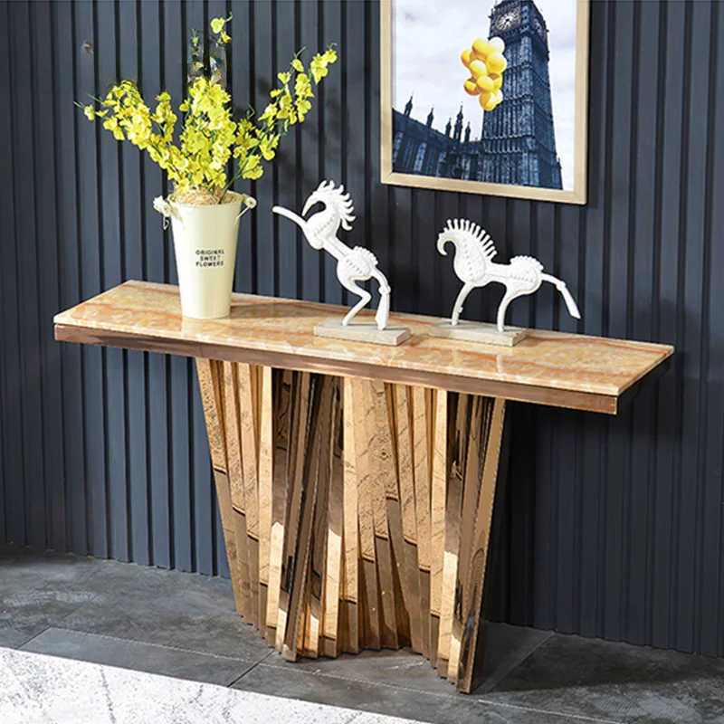 

Furniture Entrance Hall Post-modern Light Luxury Porch Designer High-end Art Console Table And Flower Stand Set Porch Cabinet