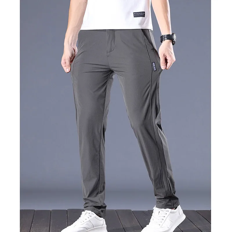 Summer Elegant Fashion Harajuku Slim Fit Trousers Loose All Match Sport Casual Pants Solid Pockets Thin Style Straight Leg Pants