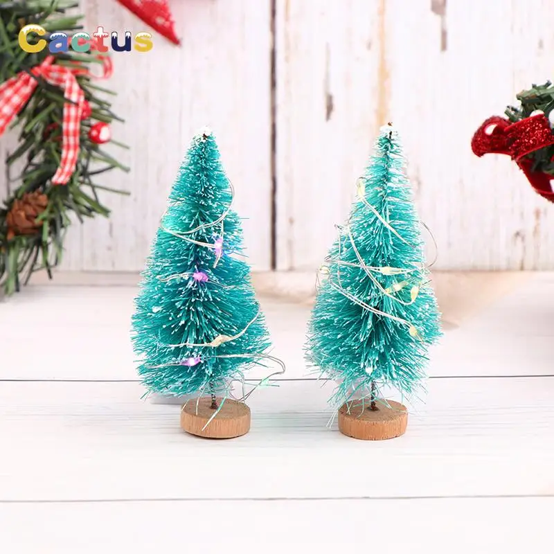 1PC Dollhouse Miniature LED Lighting Mini Artificial Christmas Trees Decorations Festival Snow Frost Xmas Tree Hoarfrost Decor 6