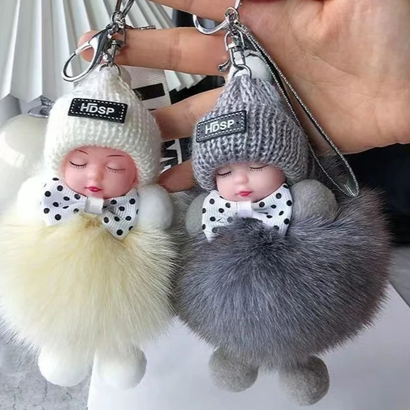 Fluffy Plush Doll Keychain - Cute Bag & Backpack Pendant Gift