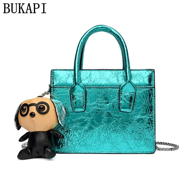 

Burst crack patent leather for Lady bear messenger bag Women's handbag with high sense in 2022 Fashion chain strap shoulder bag