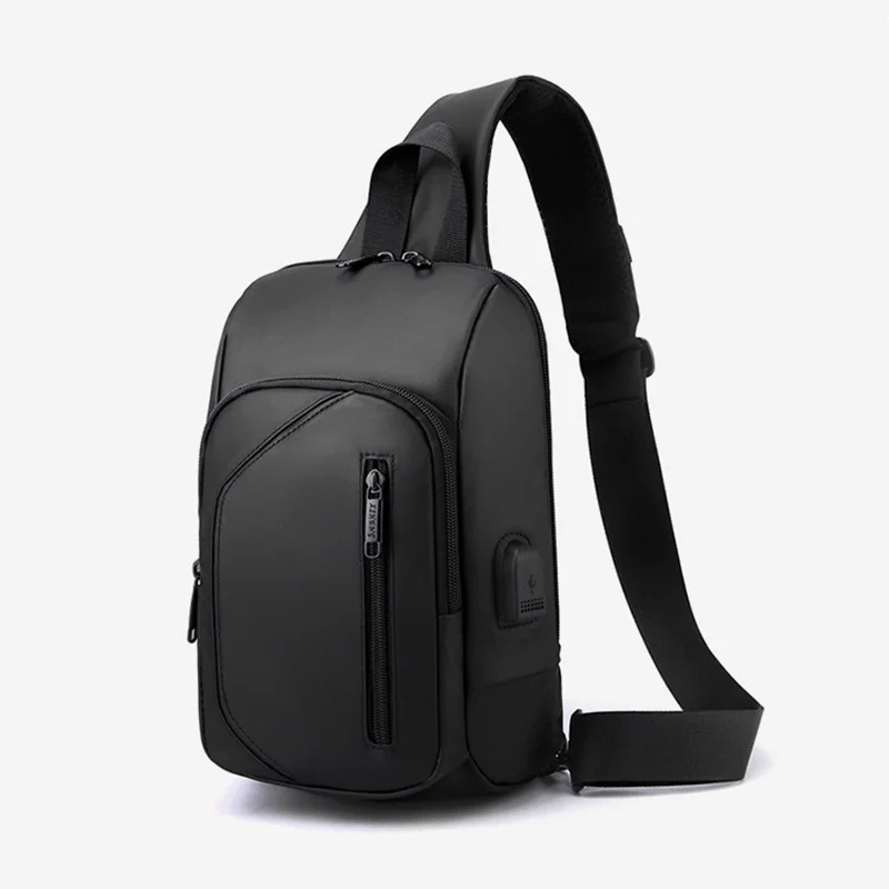 Men's Waterproof USB Oxford Crossbody Bag Chest Bag for Male Sport