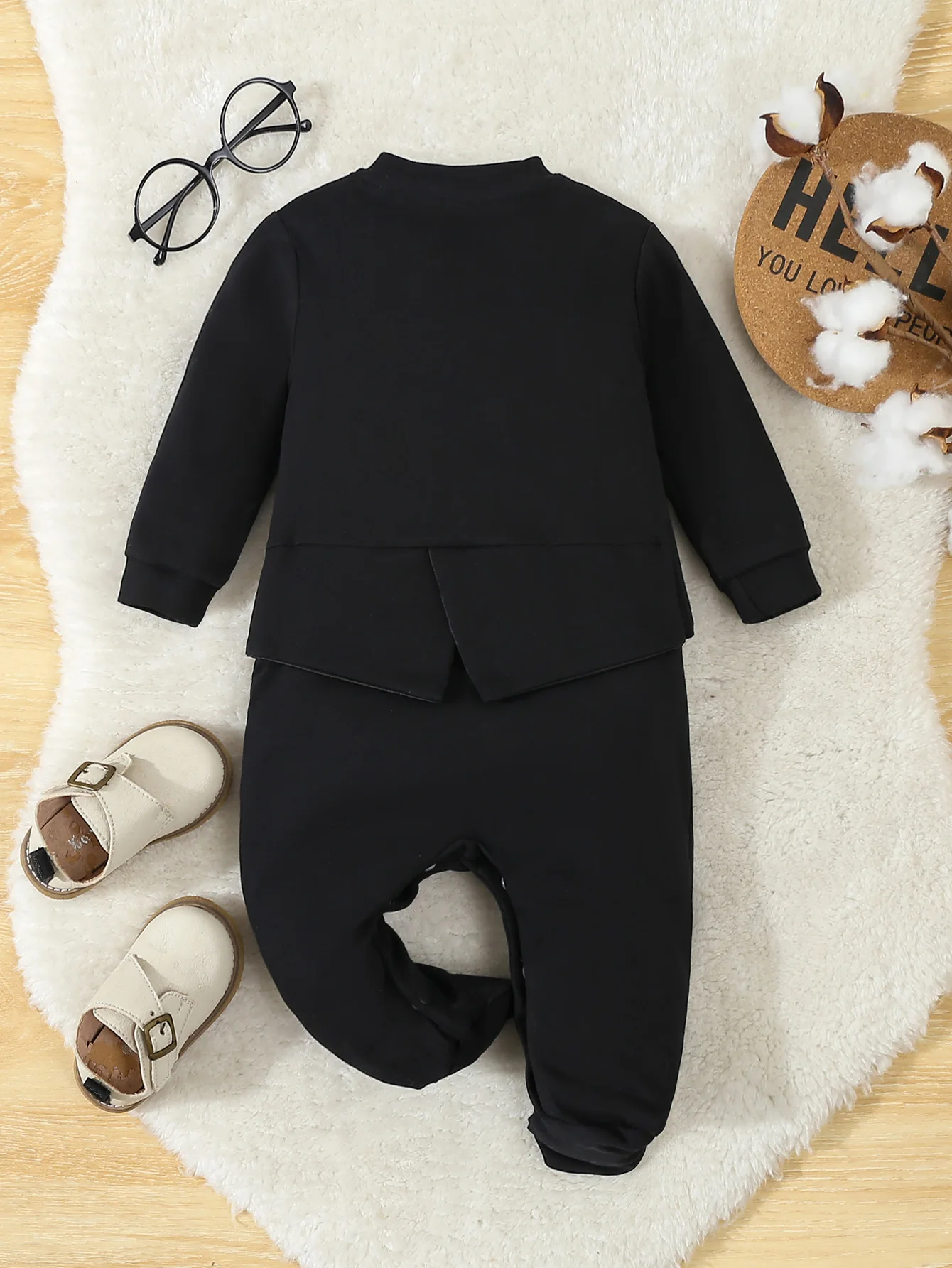 Autumn Infant Baby Boy Rompers Cotton Gentleman Footed Romper Prince Costume Infant Jumpsuits Boys Formal Clothes  For 0-12M 2