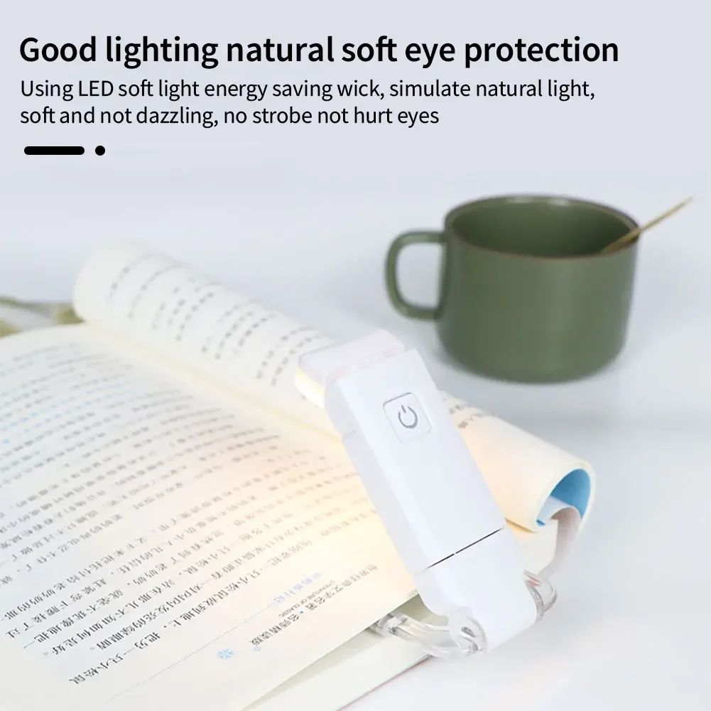 Mini LED Clip Book Light USB Rechargeable Book Reading Light Brightness Adjustable Eye Protection Portable Bookmark Read