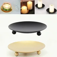 Iron Black Gold Candle Holder Tray Base Wedding Party Holiday Banquet Decorative Candle Holder Art Gift Cup Candle Accessories 2