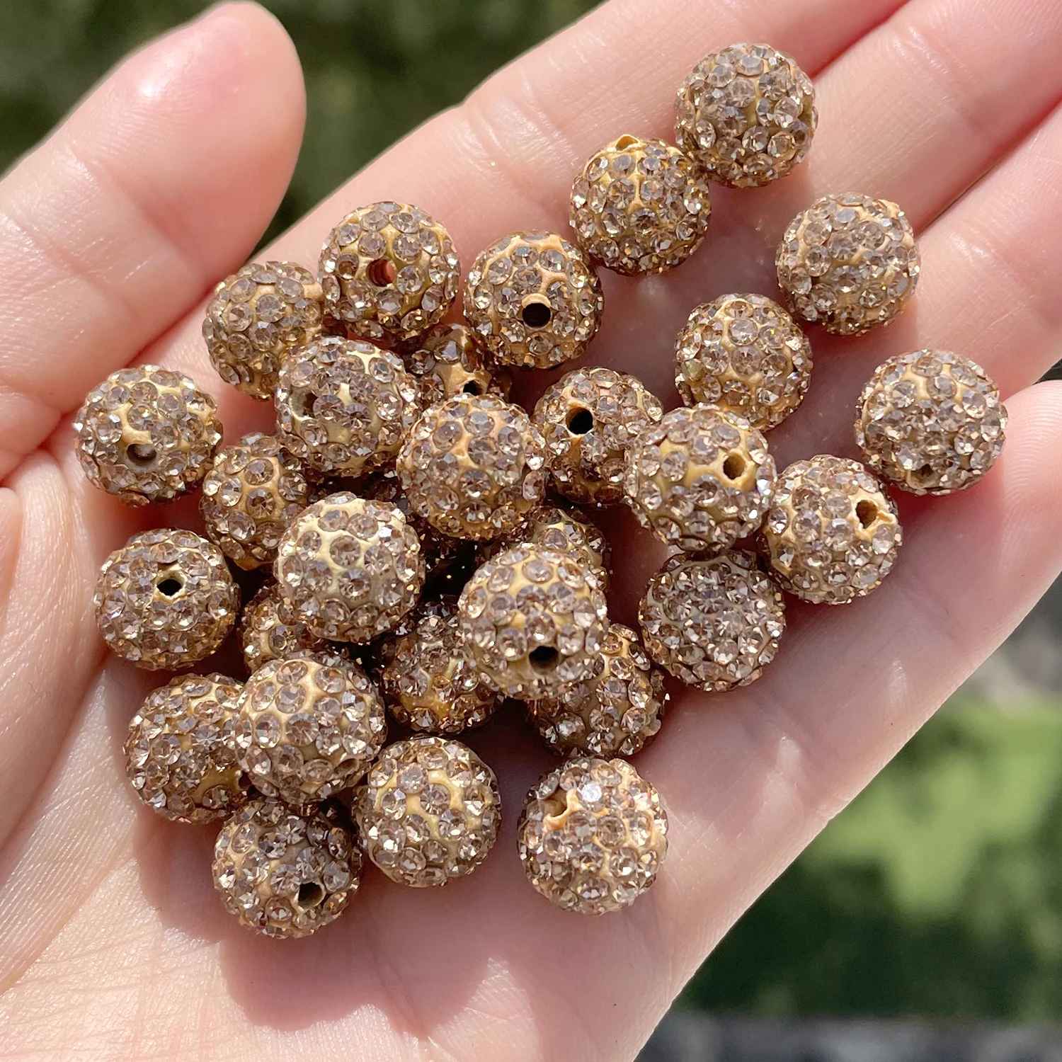 10 cuentas espaciadoras redondas de arcilla con forma de bola de discoteca de 6, 8 y 10 mm para hacer joyas y pulseras