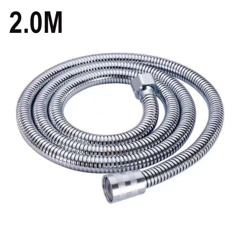 Stainless Steel Black/Silver Shower Hose Extension - Long Bathroom Water Hose