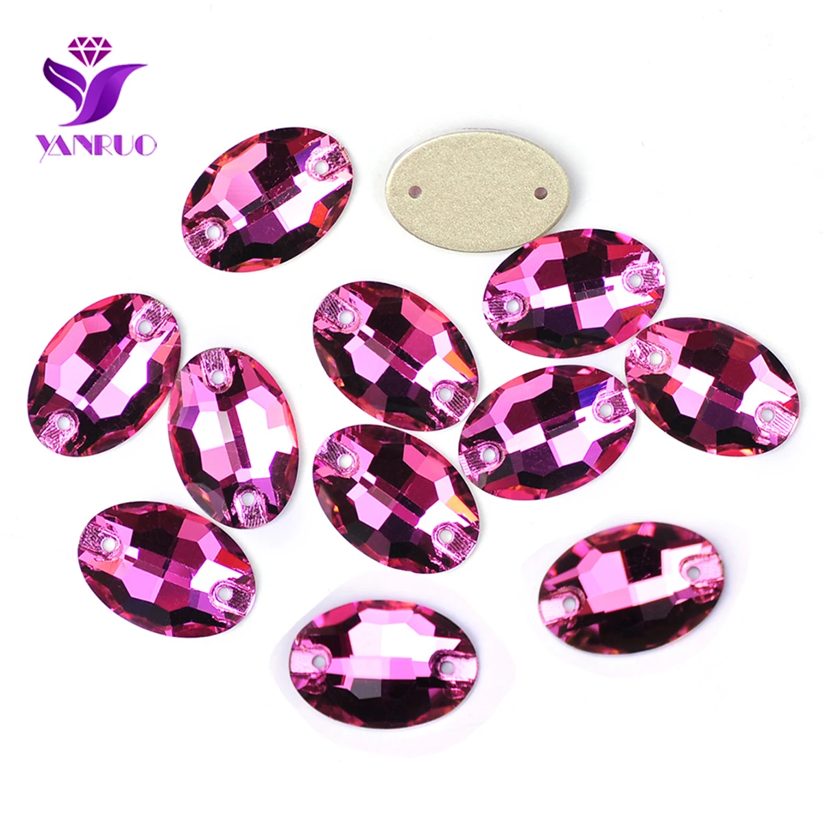 

YANRUO 3210 Oval Rose Glass Sew On Stones Diamond Gems Diy Crystals For Needlework Stitching Stones Rhinestones For Clothing