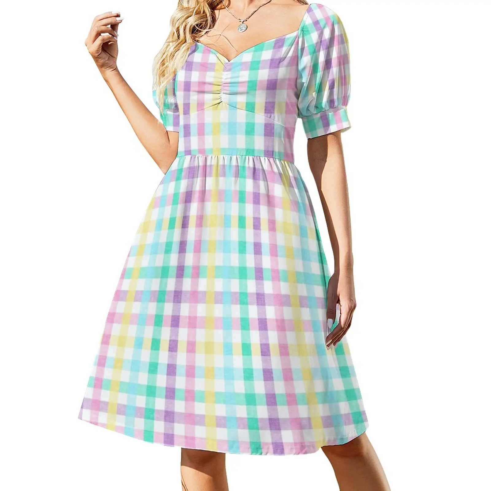 Spring Plaid - Pastel Easter Check Dress dress dresses Women's evening dress Women's summer skirt