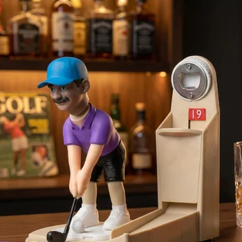 Abridor de Botellas con Figura de Golfista y Ranura para Tapas de Botella, Decoración para Bar en Casa, Regalo para Amantes del Golf, Gadget de Cocina 1
