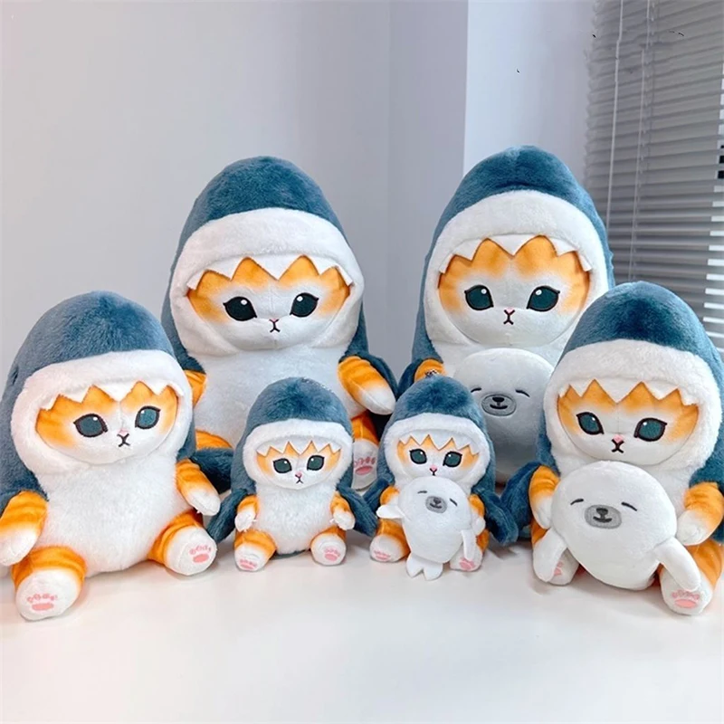 

2023 New 13/20/33cm Cute Shark Cat Fried Shrimp Cat Plush Doll Pendant Doll Cozy Room Car Bag Decoration Opening Holiday Gift