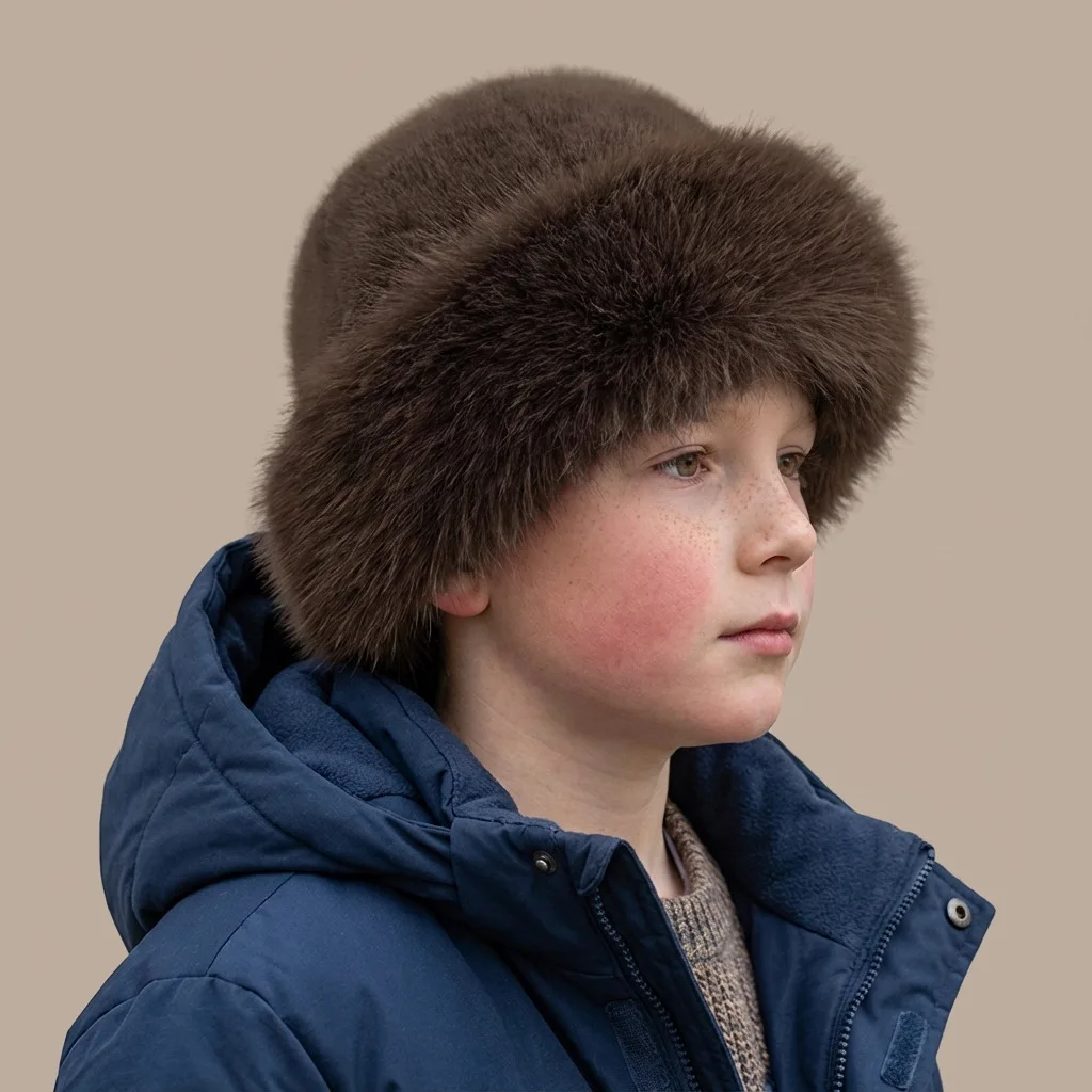 Kinder-Winter-Plüsch-Mongolischer Hut, Warme Winddichte Kunstfell-Ohrenklappe, Fischerhut für Kaltes Wetter – Detail 4