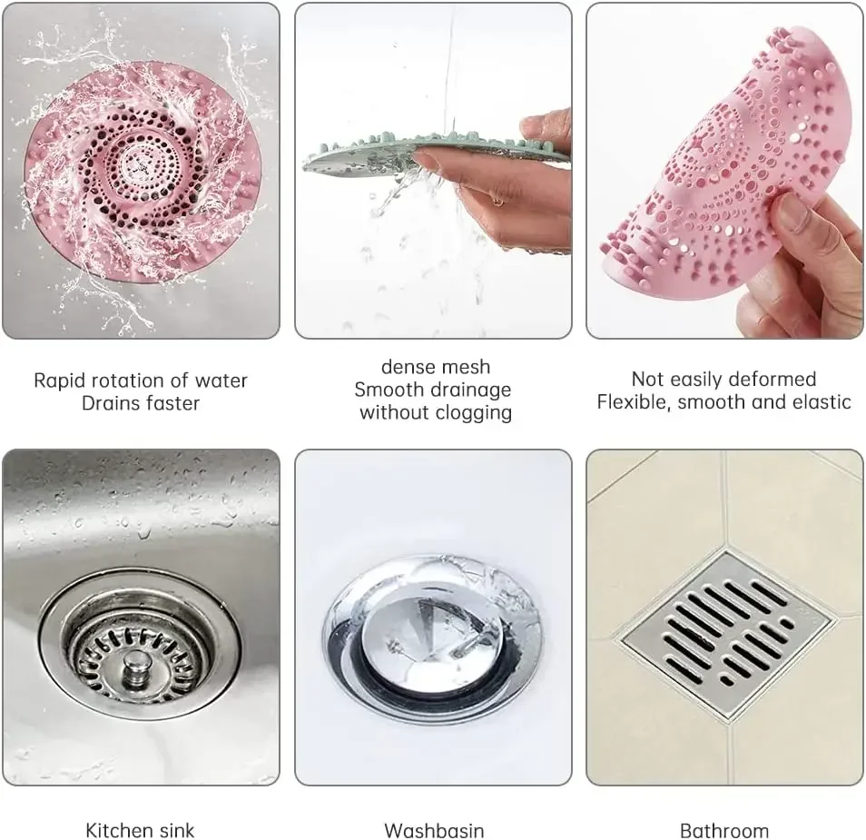 Silicone Anti-blocking Bathtub Stopper for Bathroom Floor Drain Shower Sink Kitchen Household Strainer Tools plug stopper sink strainer shower drain catcher hair drain catcher hair drain filter floor drain filter floor drain hair filter floor drain hair catcher drain hair catcher