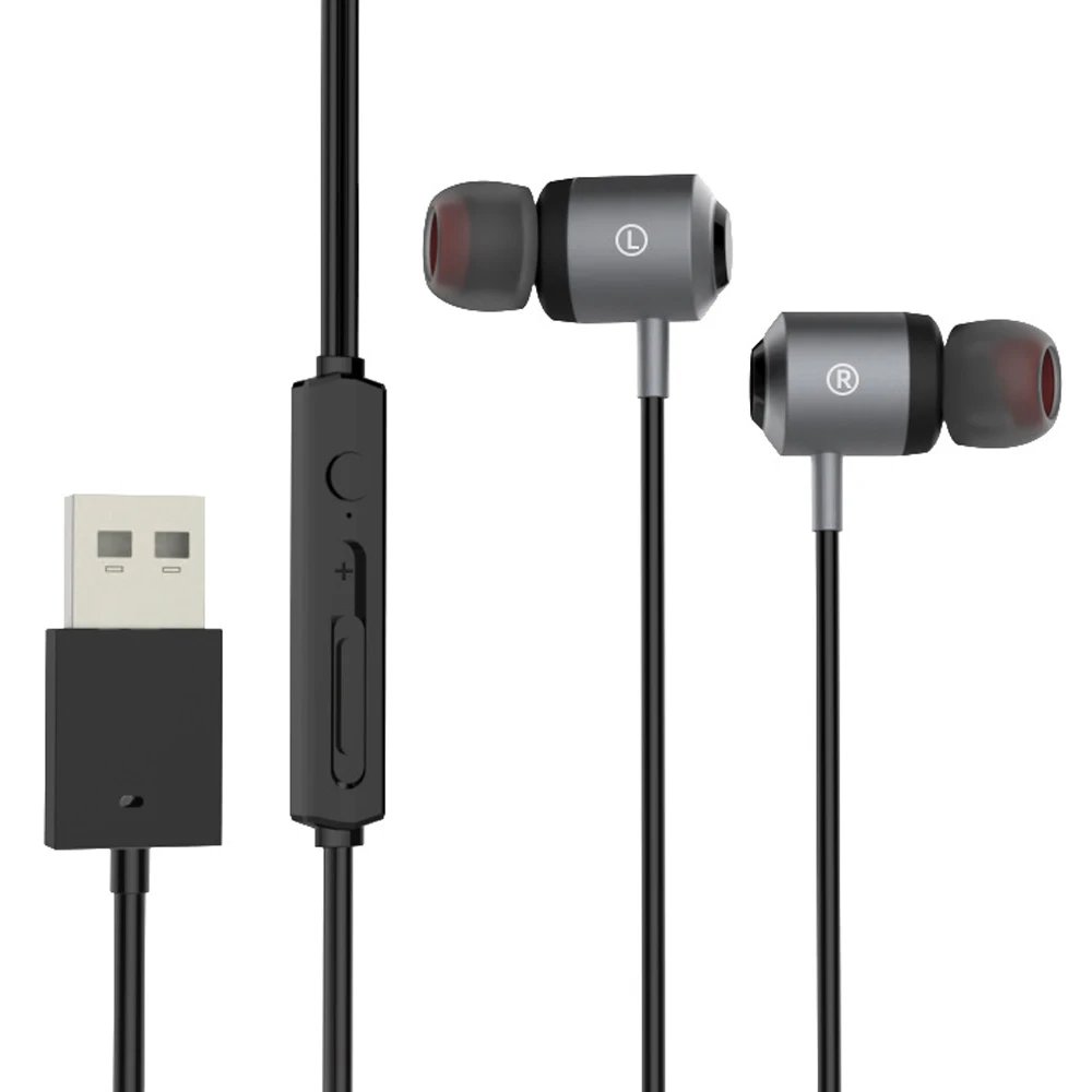 VOGROUND 유선 컴퓨터 이어폰(마이크 포함) PC 노트북용 2미터 길이의 케이블 USB 게임용 E-스포츠 헤드폰(USB 포함)