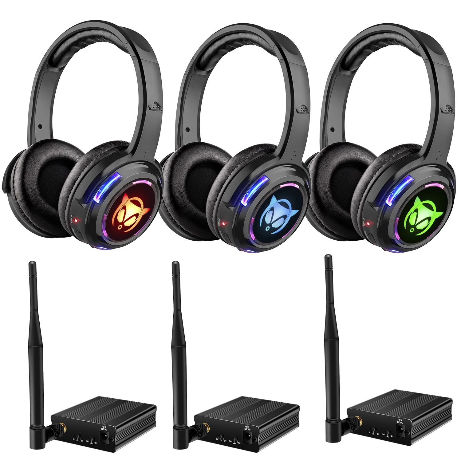 Бесшумные беспроводные наушники 500m RF для дискотеки