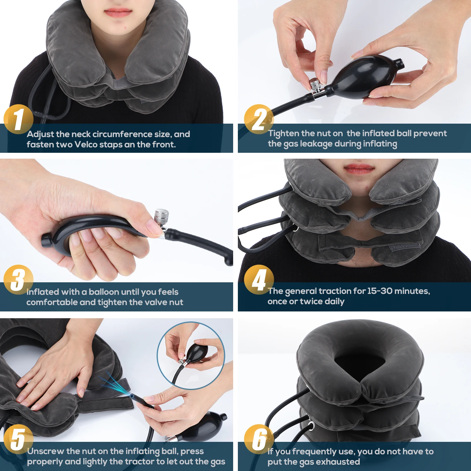 Neck Massager Inflatable Air Cervical Neck Traction Support PainStress Relief Neck Collar Pillow Neck Stretching Brace