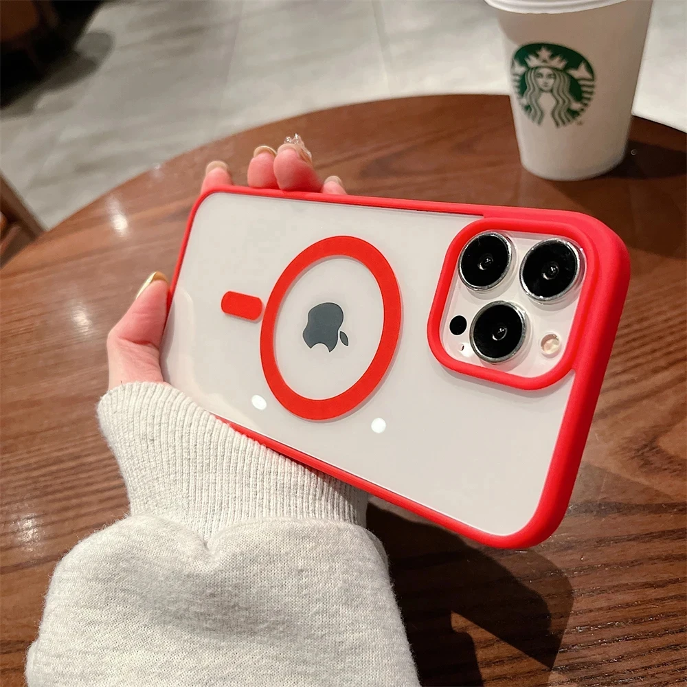 Magnetische draadloze oplaadhoesjes voor iPhone 14, 13, 12, 11 Pro, Max en 15 Plus, schokbestendig en met bumperbescherming