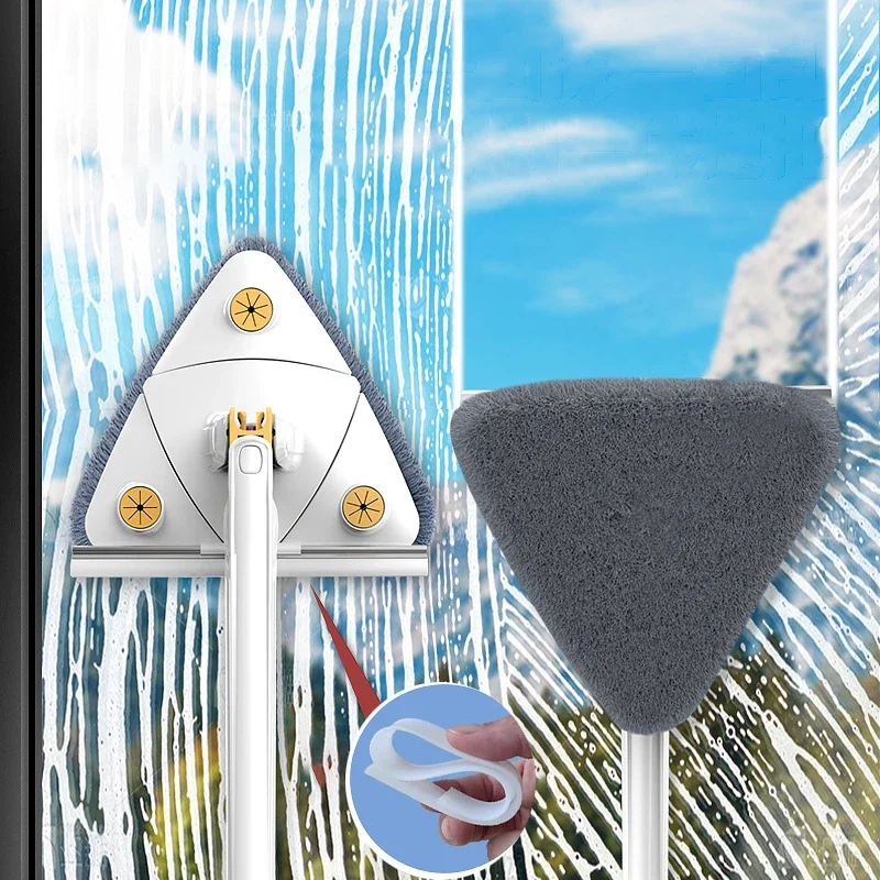 

Squeeze Silicone Mop Home Cleaning Scraper Triangle Rotatable 360° Floor With Ceiling Tools Window