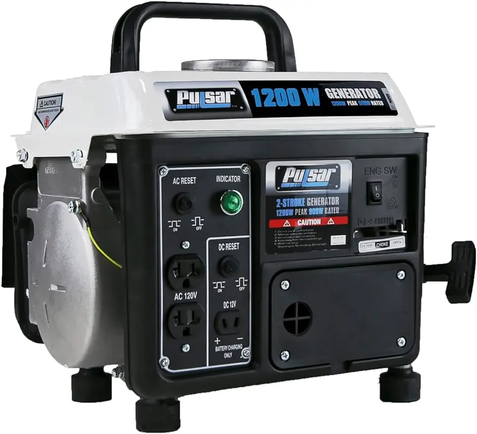 

1,200W Carrying Handle, Gas-Powered Portable Generator, 1200W, Black/White