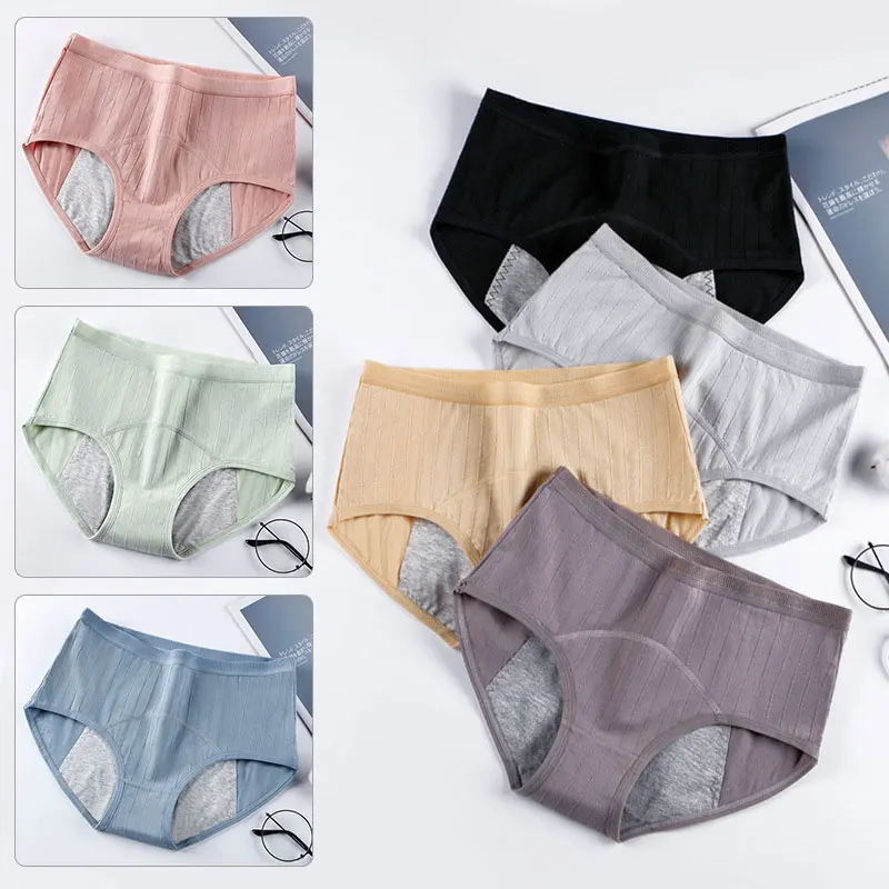 

Women Leak-Proof Cotton Panties Period Pants Menstrual Knickers Mid-Waist Breathable Underwear Briefs Female Physiological Pants