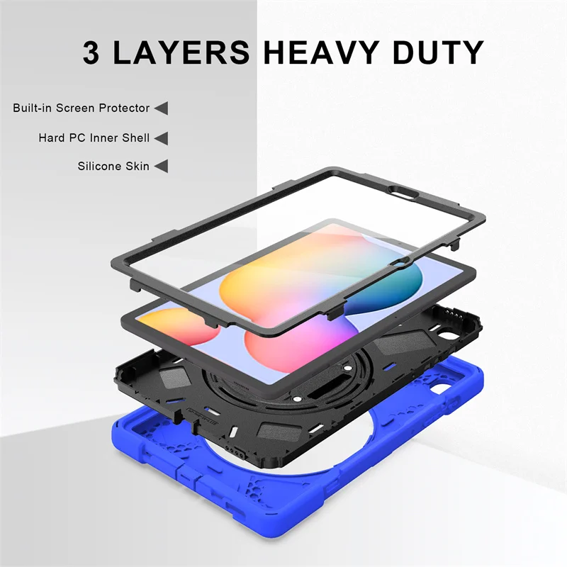 Resistente à Prova de Choque Case para Samsung Galaxy Tab s6 Lite P610 P615 P619 P613 T867 T860 T865 Crianças Capa Suporte Alça de Ombro - Imagem 2