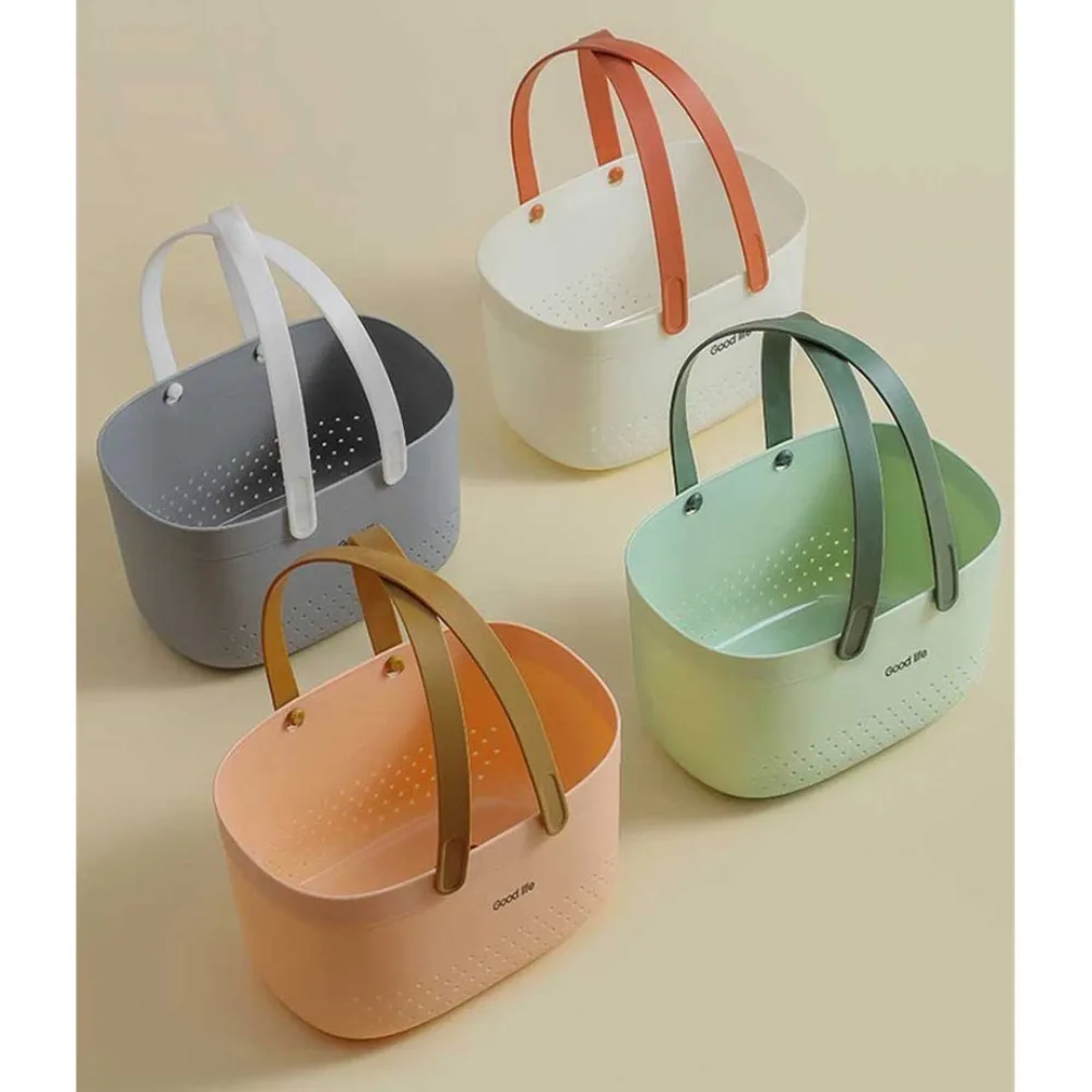 Plastic Wash Basket Large Capacity Silicone Handheld Sundries Storage Basket Portable Space Saving Bath for shower caddy basket