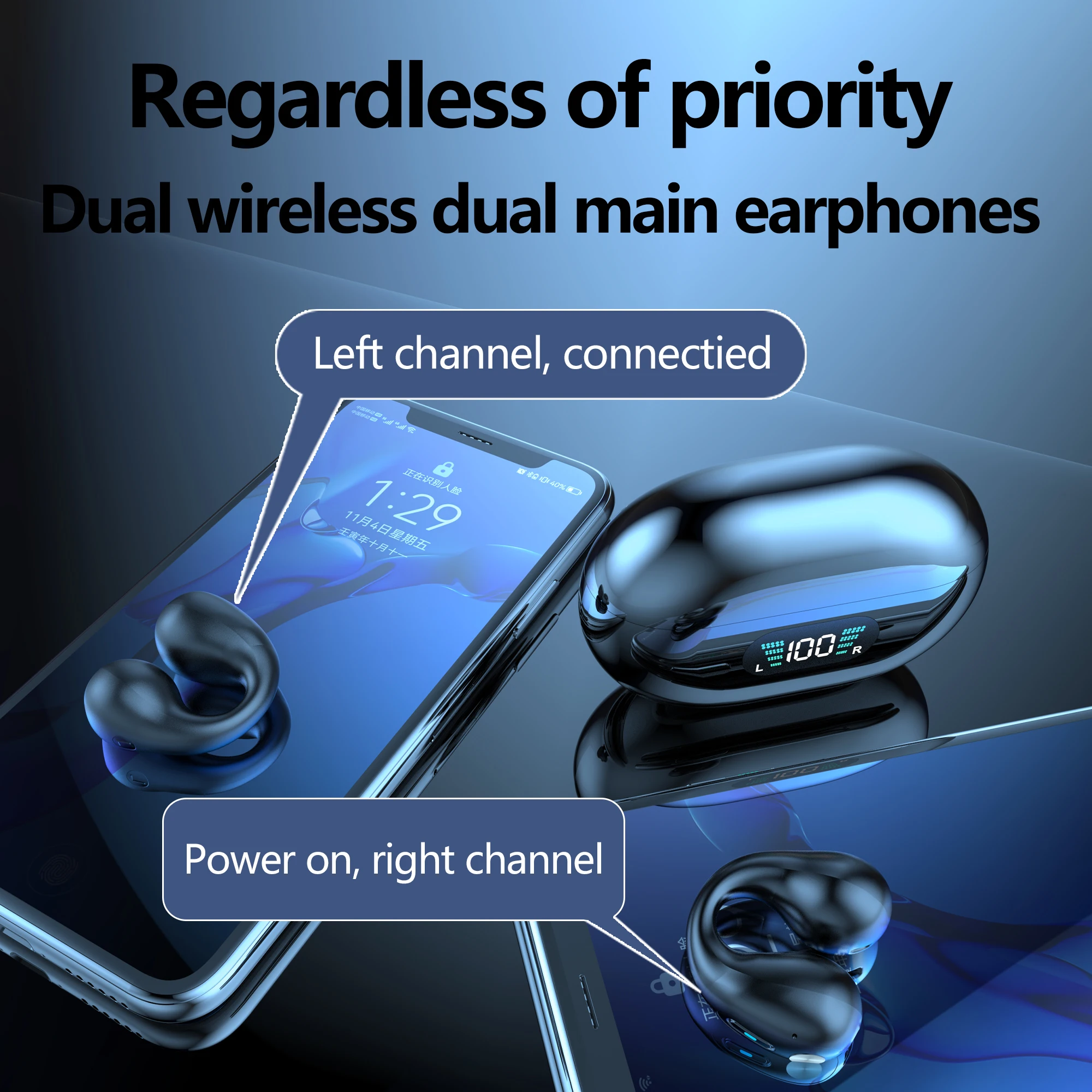 Ear-Clip Casque Conduction Osseuse Bluetooth 5.3, indolore clipser Bone  Écouteurs Bluetooth sans fil, étanche mini osseuse oreillette de sport,  course