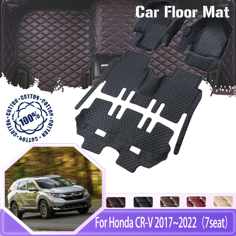 

For Honda CR-V CRV CR V RW1–RW8 2017~2022 7seat Leather Car Floor Mats Floor Matt Carpet Mud Tapis Sol Car Accessories interior