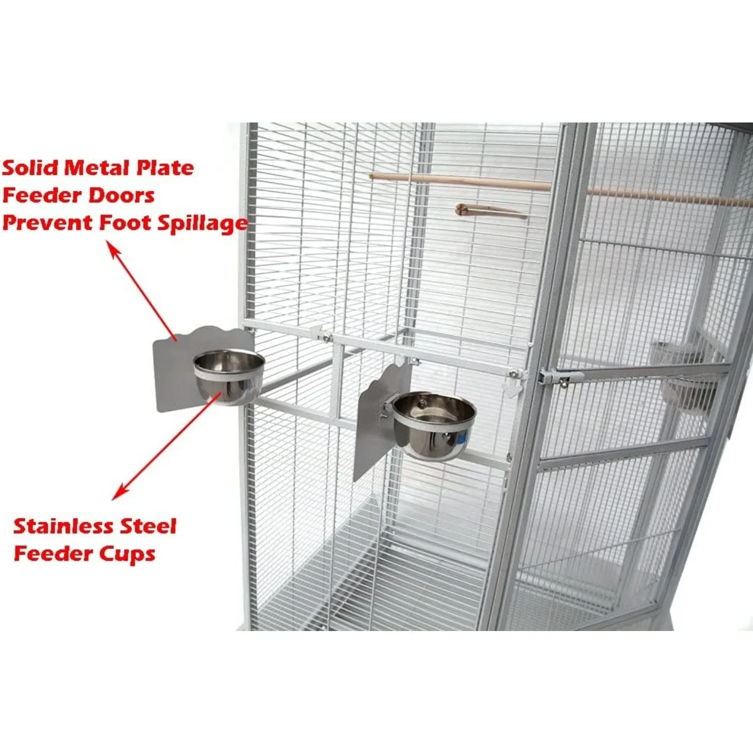 X-Large Corner Parrot Bird Flight Breeding Wrought Iron Rolling Home Cage Solid Plated Feeder Doors with Around Metal Seed Guard