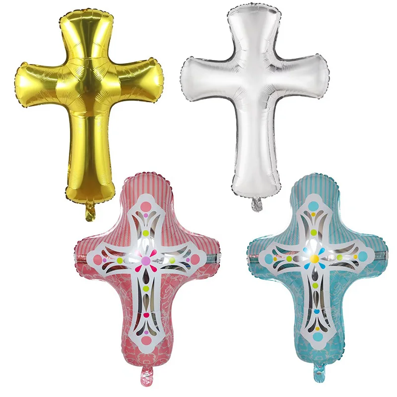 2pcs Easter Cross Foil Helium Balloon Christening First Communion