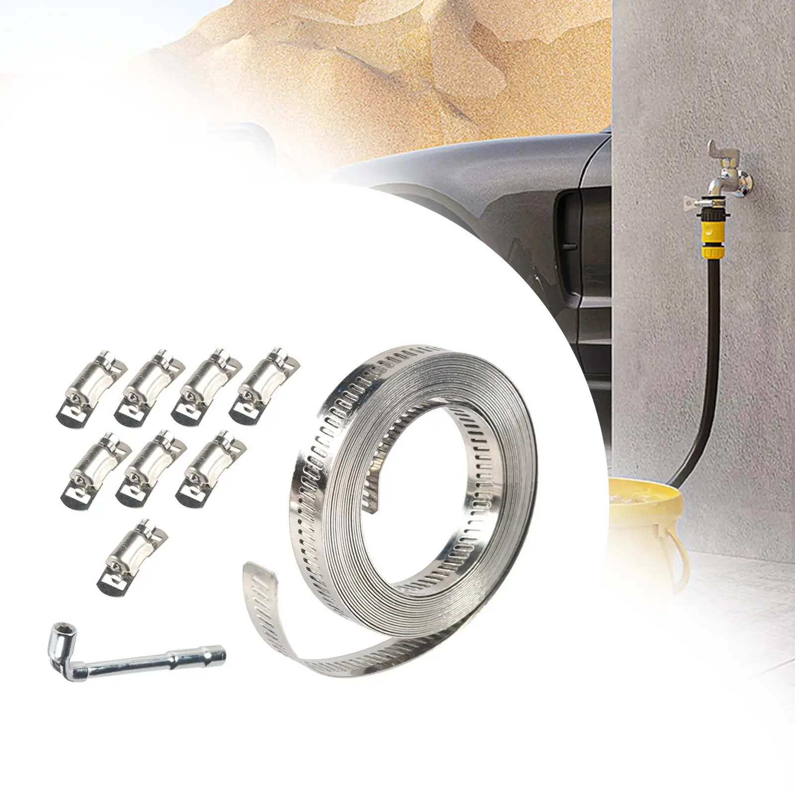 304 Stainless Steel Hose Clamp Adjustable Metal Strap Adjustable Screw Clip for Mechanical Pole Plumbing Worm Gear Hose Air Duct