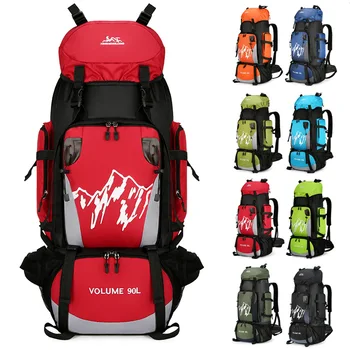 90L Outdoor Mountaineering Backpack Large Capacity Sports Bag Waterproof Hiking Travel Bag Optional Reflective Strip Backpack 1