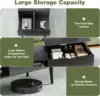 Wood Lift Top Coffee Table with Hidden Compartment and Large Storage Shelf, Café Tables 5