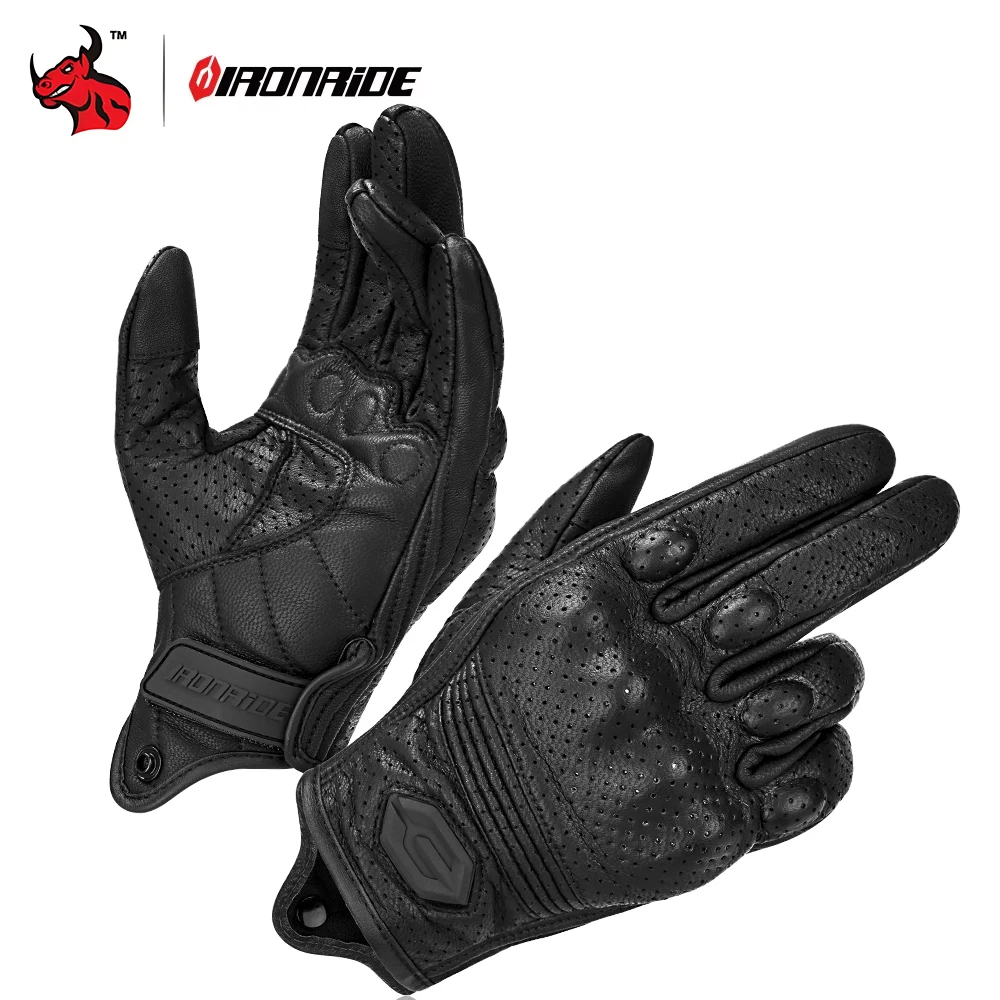 Guantes de motociclismo MOTOCENTRIC MCBZ-32 estilo retro, de cuero genuino, transpirables, para hombre y mujer, cómodos y para scooter, para todas las estaciones.