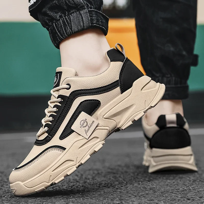 

Кроссовки мужские легкие на шнуровке, Повседневная Удобная Обувь из искусственной кожи, на толстой подошве, высокие спортивные, модная Уличная обувь