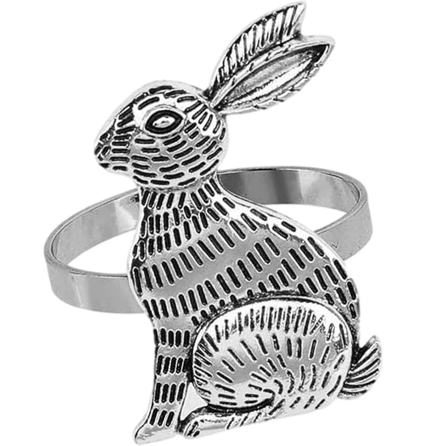 Vintage Gold Silver Napkin Holder Cloth Ring Cartoon Rabbit Napkin Buckle Easter Party Supplies Table Decoration Towel Ring