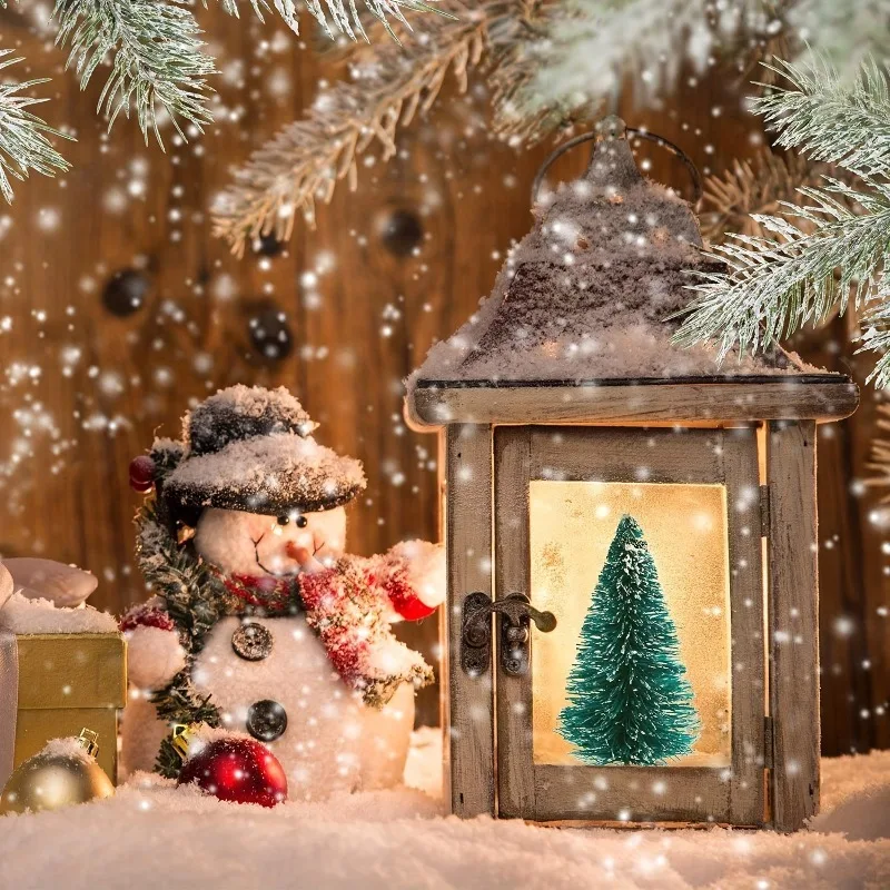 Artificial Christmas Tree with Wooden Base for Tabletop Decor