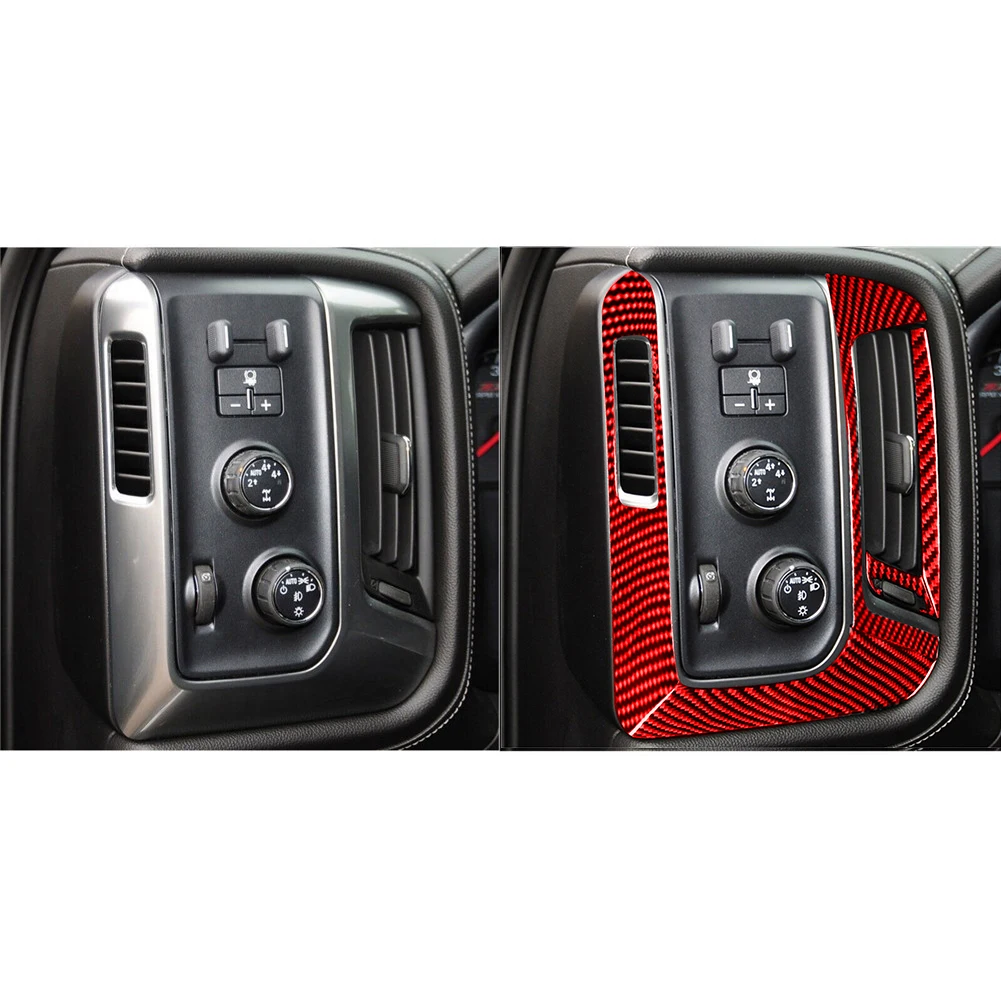 Chevrolet Thorold 1500/GMC Sierra 1500 2014-2018 용 자동차 인테리어 모조 탄소 섬유 장식 스티커 액세서리
