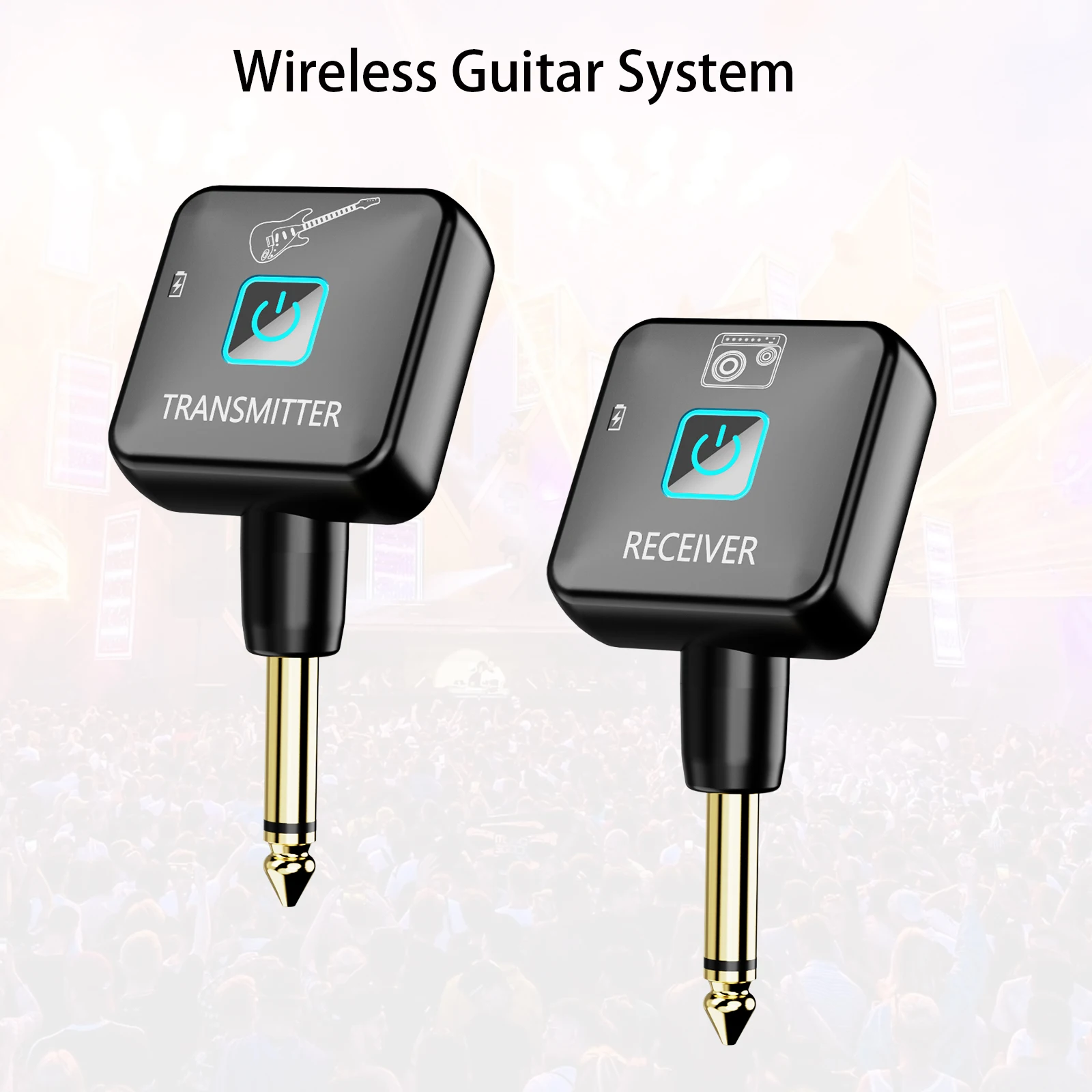 Wireless Guitar System 2.4GHz Wireless Transmitter Receiver 4 Signal Channel for Bass Electric Instruments