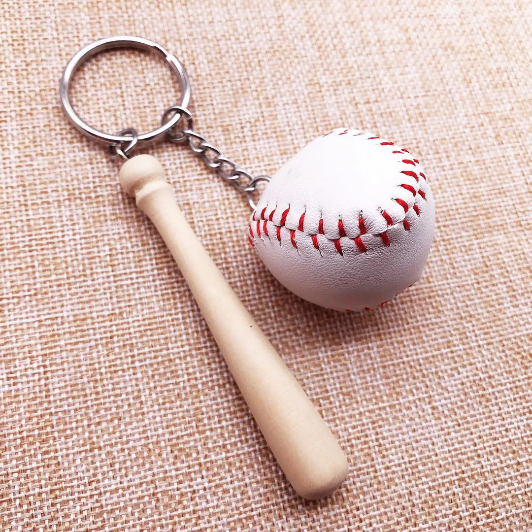 FREE SHIPPING Lovely wholesale Mini Baseball Keychains Baseball Bat