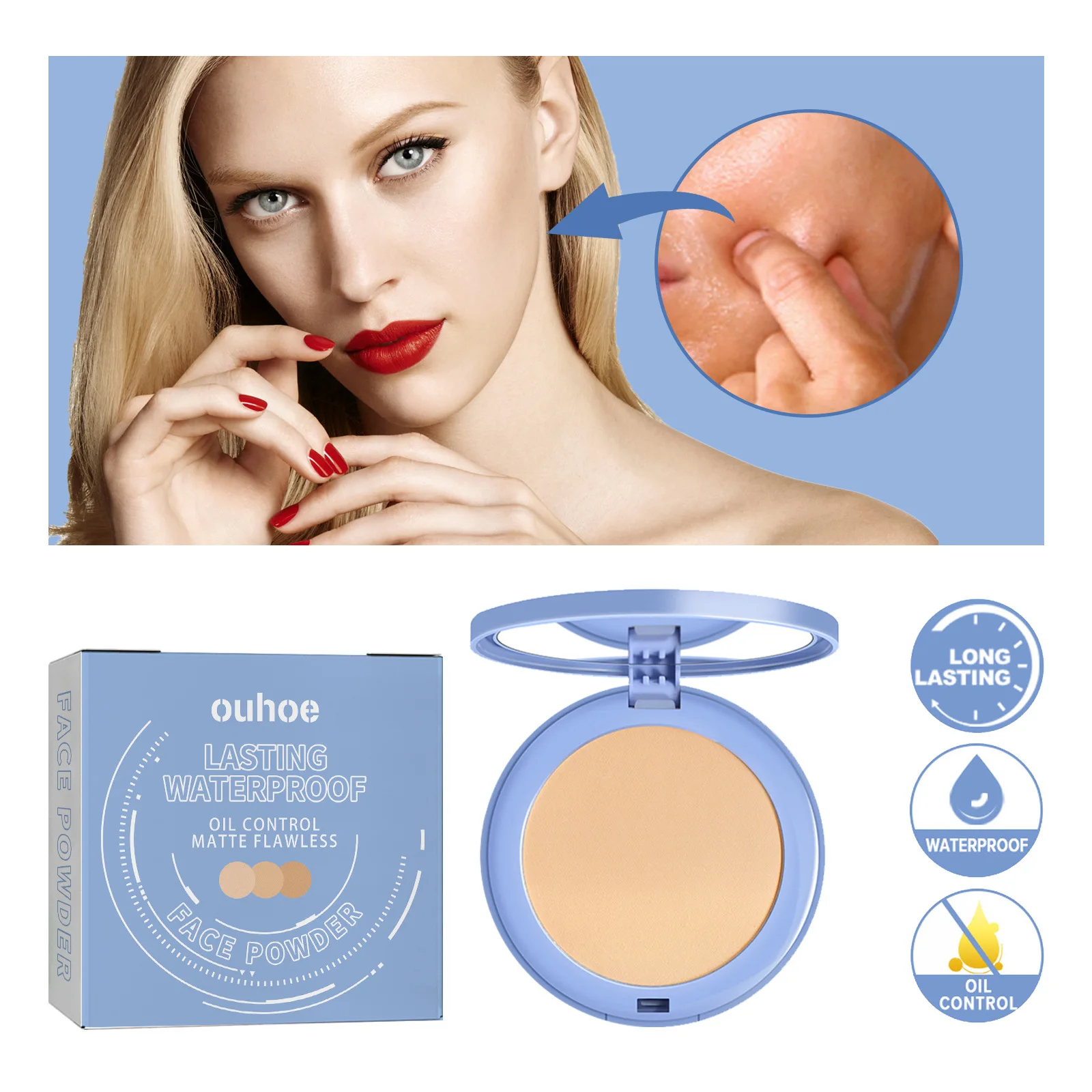 Setting Pressed Powder Invisible Pores Blemishes Waterproof Oil Control Matte Long Lasting Whitening Concealer Powder pressed powder foundation setting powder concealer powder face powder compact powder