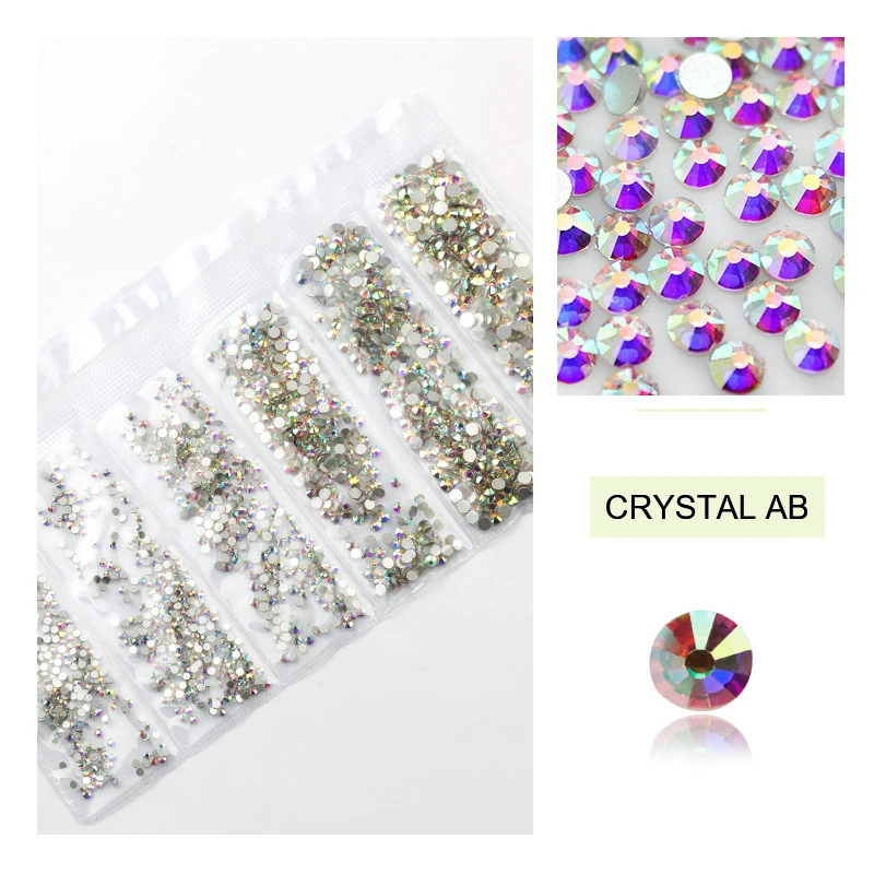 

Super Glitter Crystal AB Non Hotfix Rhinestones SS3-SS12 FlatBack Strass Nail Art Rhinestones Decorations Diy Accessories