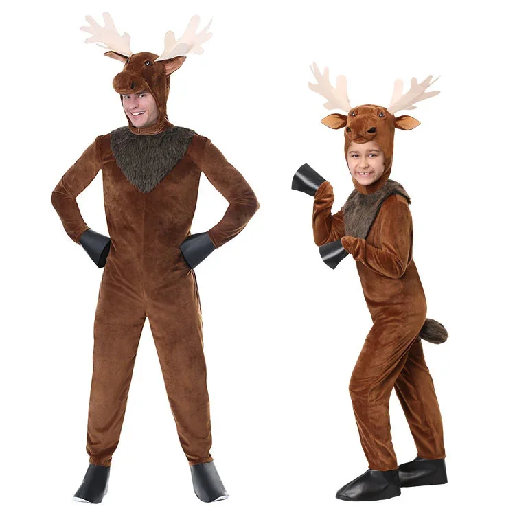

New Halloween Party Adult Kid Christmas Elk Reindeer Cosplay Costume Parent-child Outfit