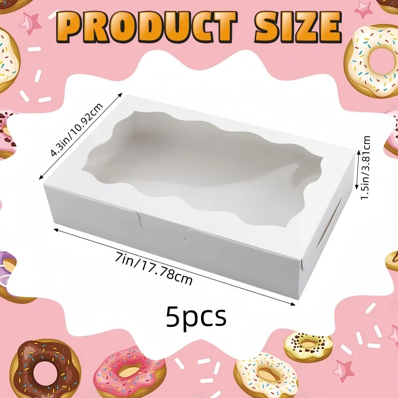 5/10pcs Gift Box with Clear Window - For Desserts, Pastries, Candies and Chocolates - Perfect for Weddings, Birthdays and more 6
