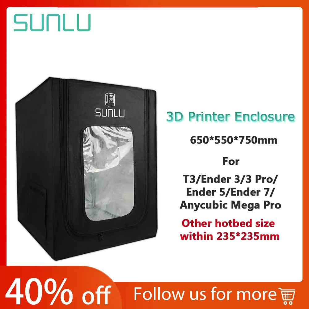 

SUNLU 3D Printer Enclosure Large Size 650*550*750mm Maintain Internal Circulation Of Heat Better Printing Effect for Ender-3