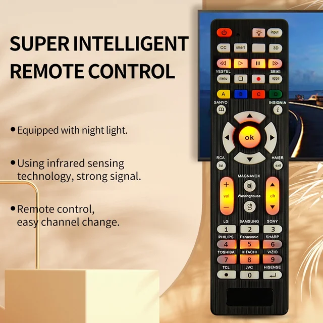 Universal RC-G008 Replcement Remote Control for  All models and brands TV with Light in the night