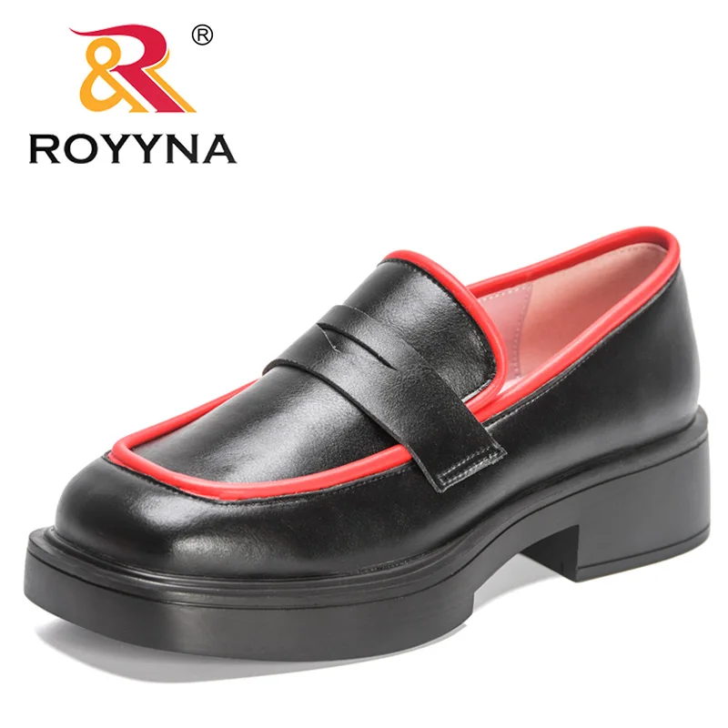 

Туфли-Лоферы ROYYNA женские на платформе, толстый каблук, круглый носок, Повседневная Удобная Обувь на среднем каблуке, дизайнерские, 2022