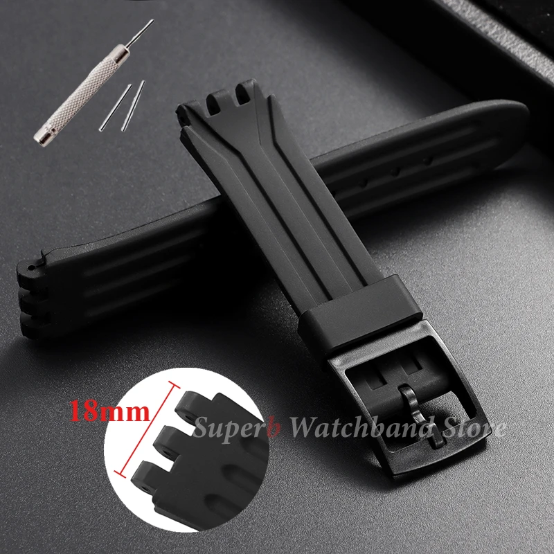 Waterproof Silicone Sport Watch Strap - 18mm Rubber Wristband Replacement