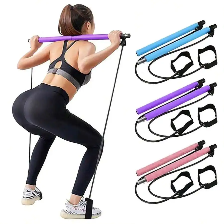 Pilates Bar Kit With Resistance Bands For Full Body Home Workout_voghion.com